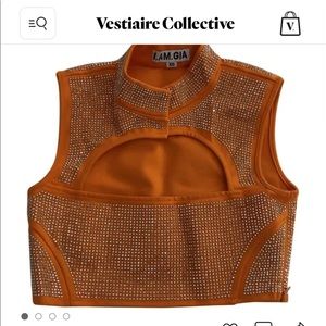 I.AM.GIA. Orange glitter top, size XS. Brand new without tags, never worn.